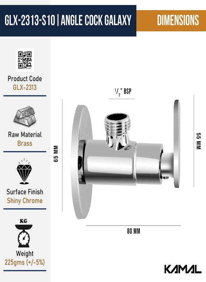 KAMAL Angle Valve - Galaxy | Leak-Proof Tap for Geyser Basin & Toilet | Wall Mounted Angle Cock with Wall Flange | Quarter Turn Movement Faucet for Bathroom & Kitchen Fittings - Image 4